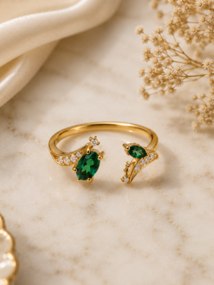 Emerald Whisper Open Ring