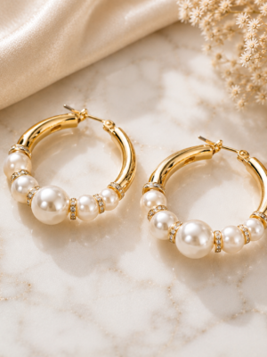 Luna Pearl Hoop Earrings