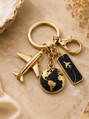 Wanderlust Airplane Keychain