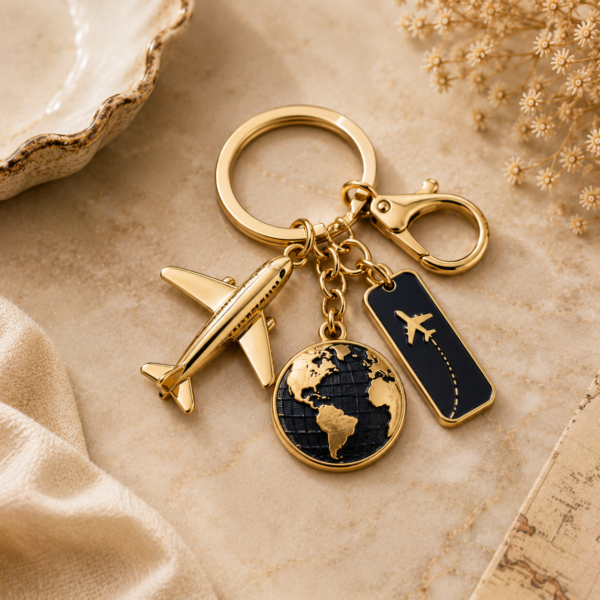Wanderlust Airplane Keychain